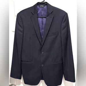 38R Saks Fifth Avenue Red 💯 wool trim navy pinstripe blazer office prom wedding